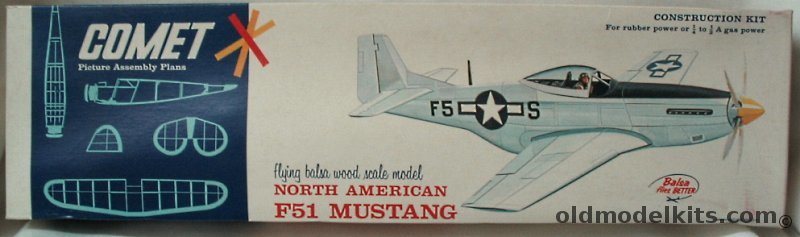 Comet North American F-51 Mustang with Vacuform Canopy and Spinner and Glue - 24 Inch Wingspan - (P-51D), 3901-298 plastic model kit